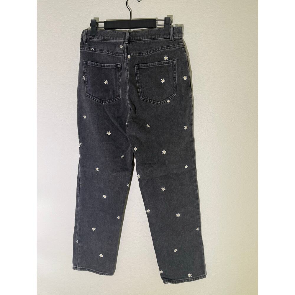 PacSDaisy Print Button Fly Mom Jeans Women’s Black Washed Denim Cropped Jeans - Picture 3 of 8